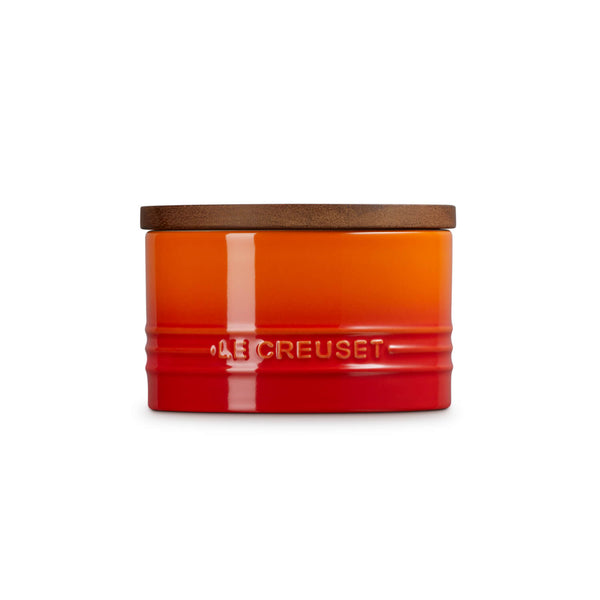 Le Creuset Stoneware Signature 470ml Storage Jar with Wooden Lid - Volcanic