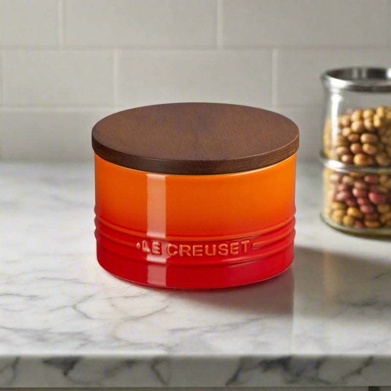 Le Creuset Stoneware Signature 470ml Storage Jar with Wooden Lid - Volcanic