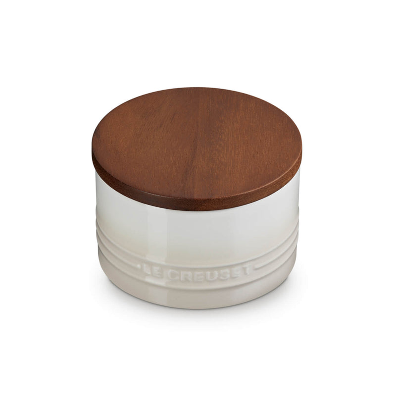 Le Creuset Stoneware Signature 470ml Storage Jar with Wooden Lid - Meringue