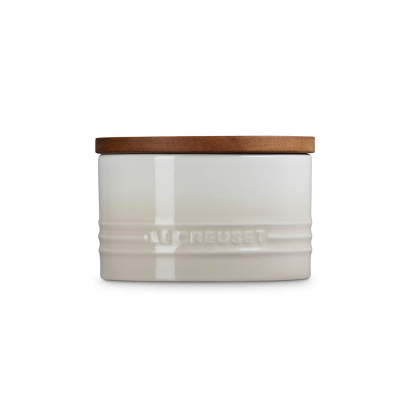 Le Creuset Stoneware Signature 470ml Storage Jar with Wooden Lid - Meringue
