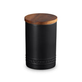 Le Creuset Stoneware Signature 770ml Storage Jar with Wooden Lid - Matte Black