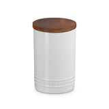 Le Creuset Stoneware Signature 770ml Storage Jar with Wooden Lid - White