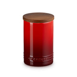 Le Creuset Stoneware Signature 770ml Storage Jar with Wooden Lid - Cerise