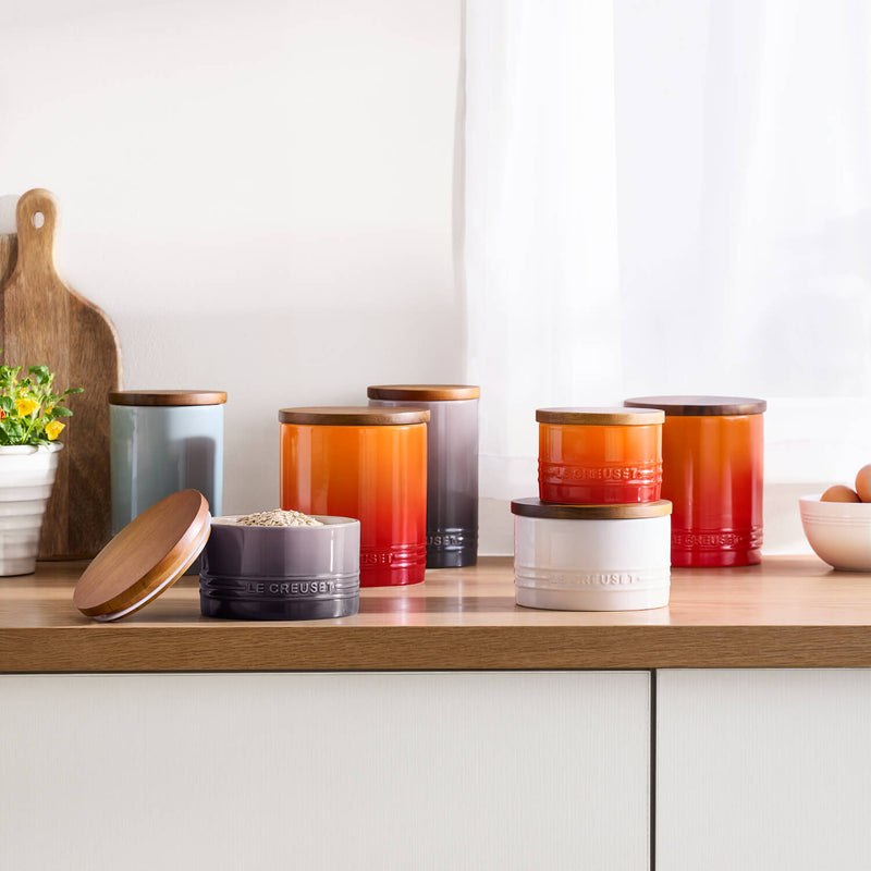 Le Creuset Stoneware Signature 770ml Storage Jar with Wooden Lid - Cerise