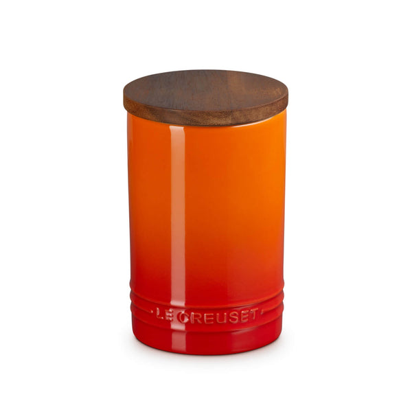 Le Creuset Stoneware Signature 770ml Storage Jar with Wooden Lid - Volcanic