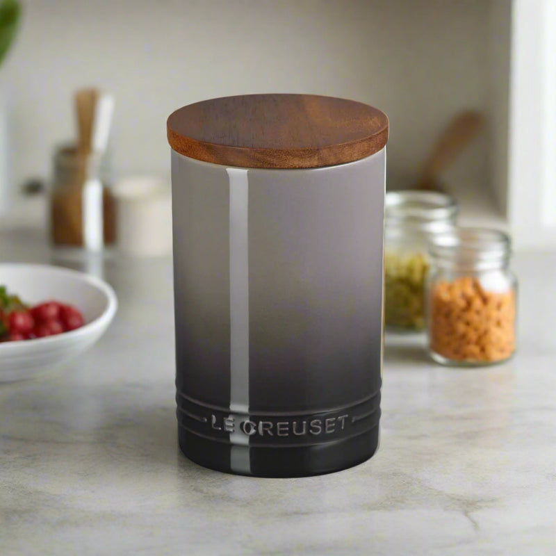 Le Creuset Stoneware Signature 770ml Storage Jar with Wooden Lid - Flint