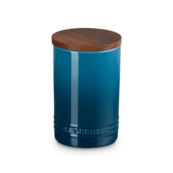 Le Creuset Stoneware Signature 770ml Storage Jar with Wooden Lid - Deep Teal