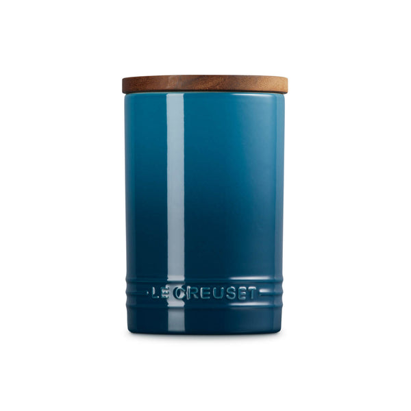 Le Creuset Stoneware Signature 770ml Storage Jar with Wooden Lid - Deep Teal