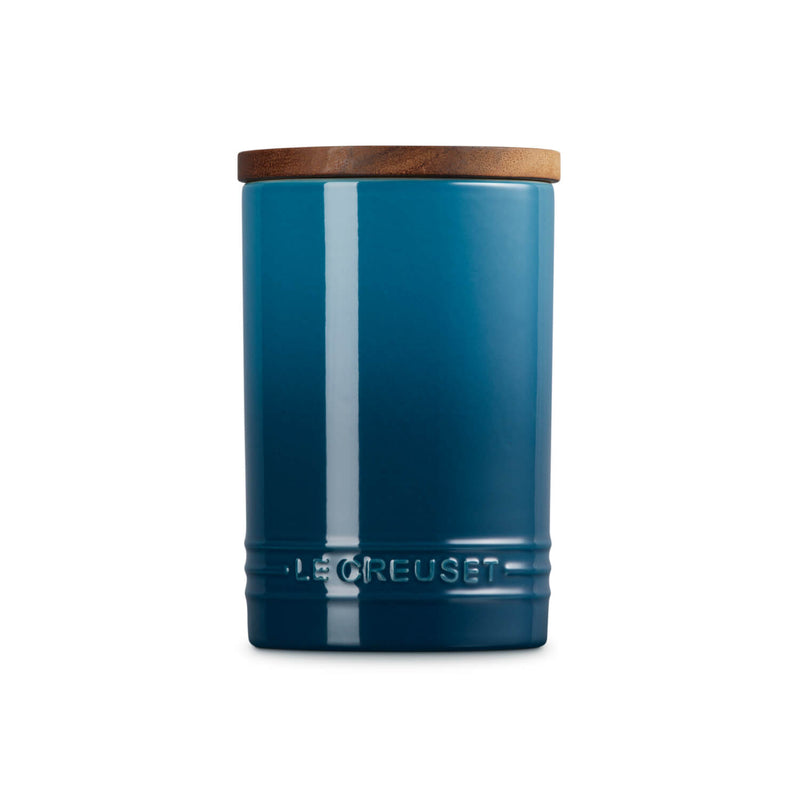 Le Creuset Stoneware Signature 770ml Storage Jar with Wooden Lid - Deep Teal
