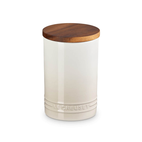 Le Creuset Stoneware Signature 770ml Storage Jar with Wooden Lid - Meringue