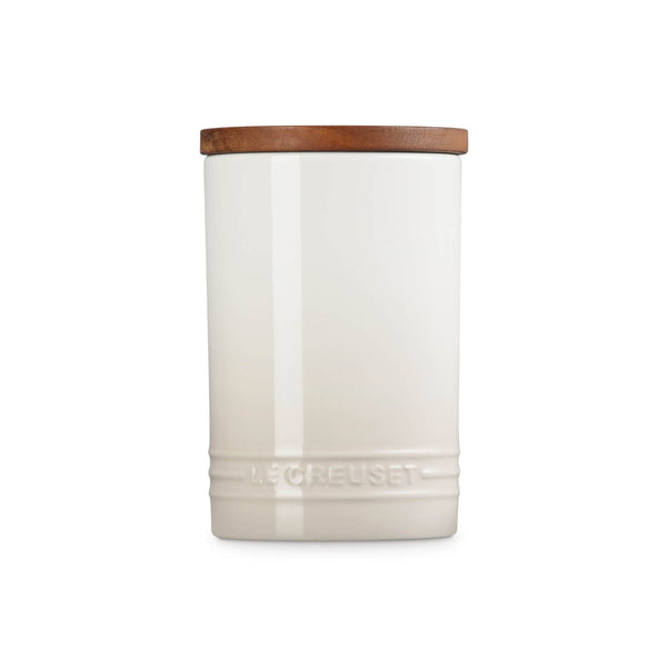 Le Creuset Stoneware Signature 770ml Storage Jar with Wooden Lid - Meringue