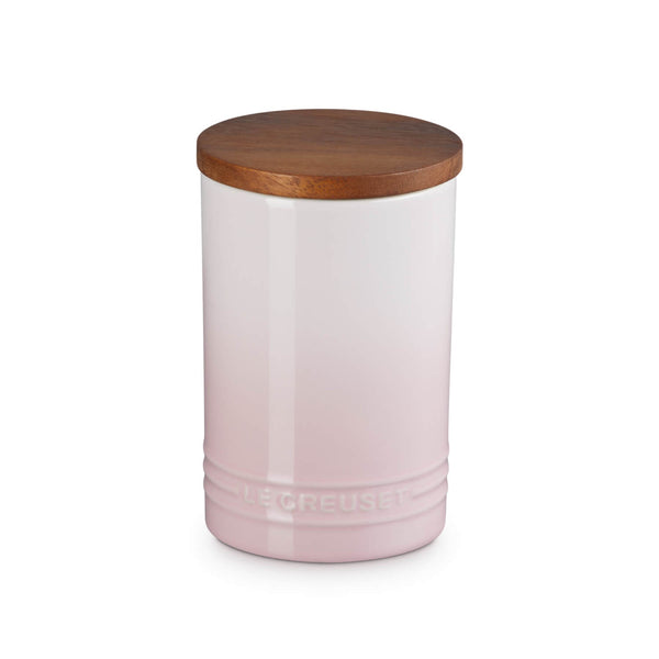 Le Creuset Stoneware Signature 770ml Storage Jar with Wooden Lid - Shell Pink