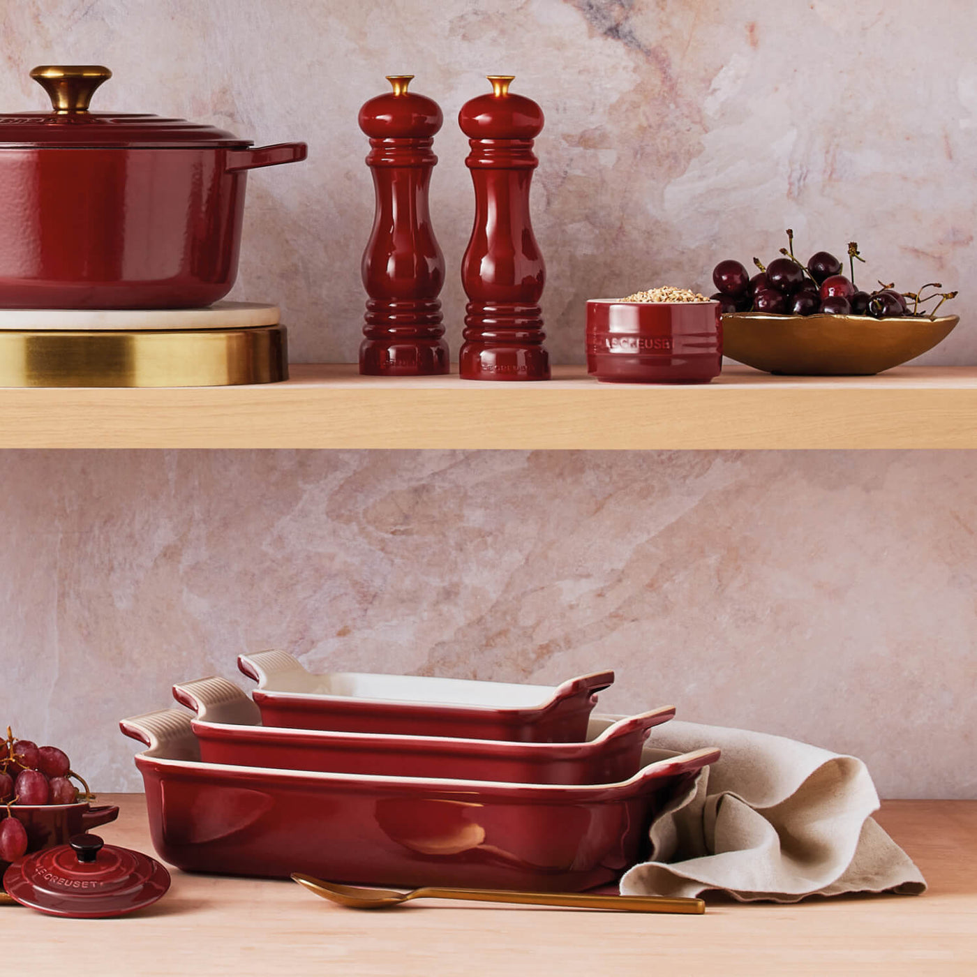 Buy Le Creuset | 32cm Stoneware Deep Rectangular Dish - Garnet