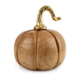 Candlelight 16cm Mango Wood Fruit Ornament With Metal Stem - Pumpkin
