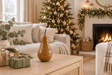 Candlelight 21cm Mango Wood Fruit Ornament With Metal Stem - Pear
