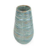 Candlelight Large Ridged Vase - Reactive Blue Glaze