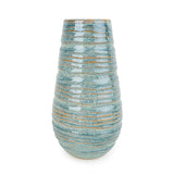 Candlelight Small Ridged Vase - Reactive Blue Glaze