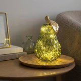 Candlelight 18cm LED Glass Pear Light - Green