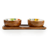 Candlelight 3-Piece Mango Wood Dipping Bowl Set - Tomato