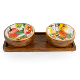 Candlelight 3-Piece Mango Wood Dipping Bowl Set - Tomato
