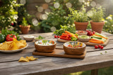 Candlelight 3-Piece Mango Wood Dipping Bowl Set - Tomato