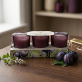 Candlelight Set Of 3 Scented Votive Candles - Damson & Patchouli Flower