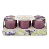 Candlelight Set Of 3 Scented Votive Candles - Damson & Patchouli Flower
