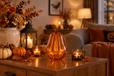 Candlelight 19.5cm LED Tall Glass Pumpkin Light - Orange