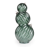 Candlelight 36.5cm 3 Stacking Glass Bauble LED Light - Green