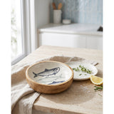Candlelight 13cm Mango Wood Round Dish - Sardines - White