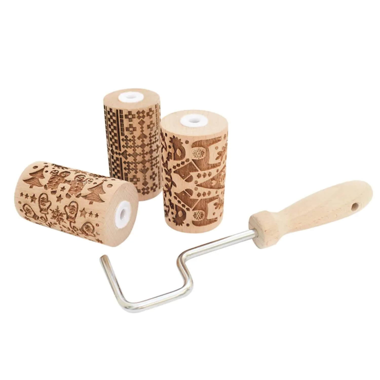 Buy ScrapCooking Christmas Cookie Embossed Wooden Rollers Set of 3