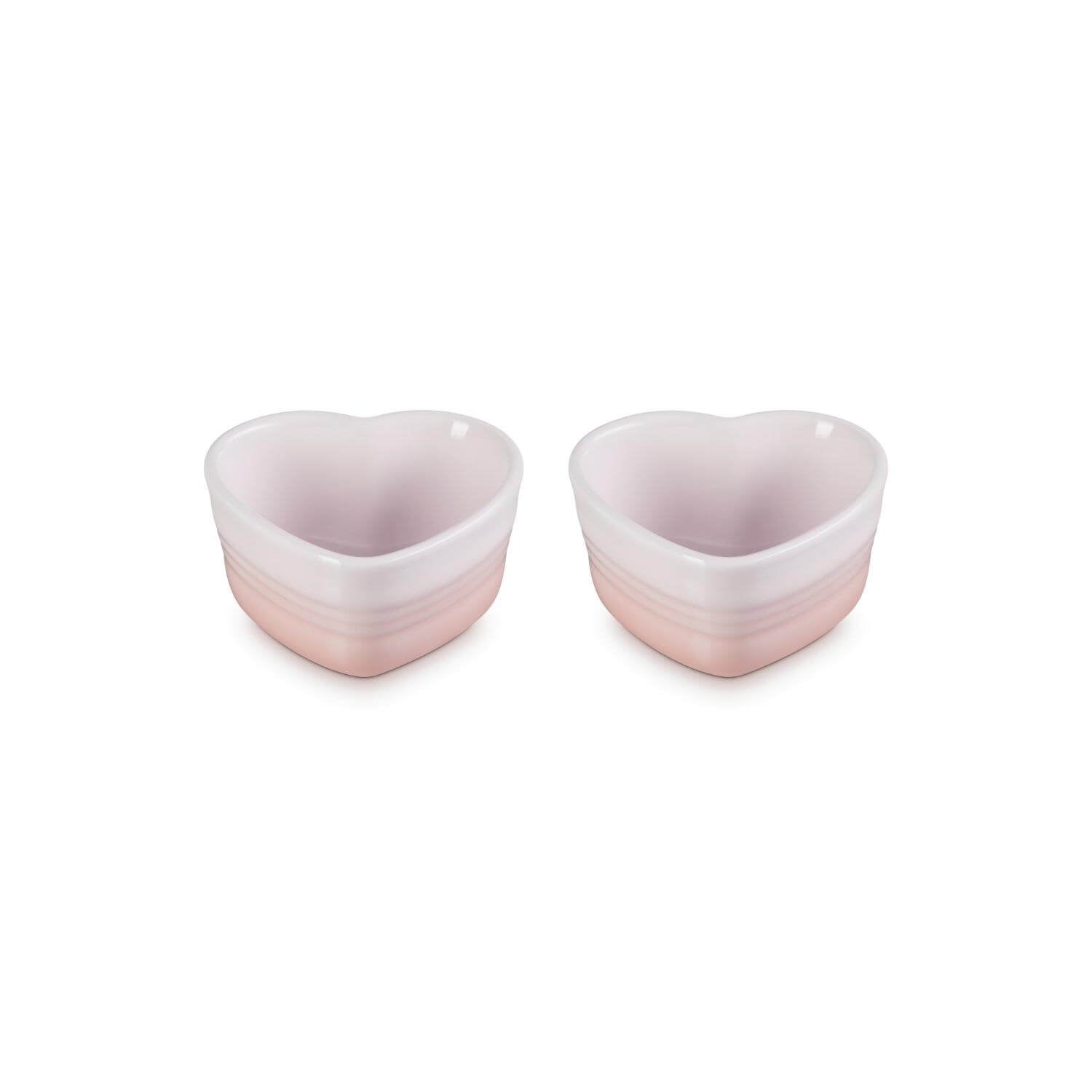 Buy Le Creuset | Set of 2 Heart Stoneware Ramekins - Shell Pink ...