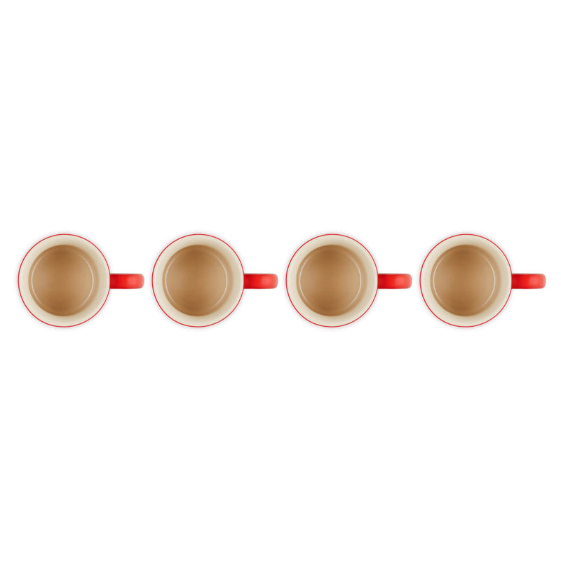 Le Creuset Seattle 400ml Stoneware 4-Piece Mug Set - Cerise