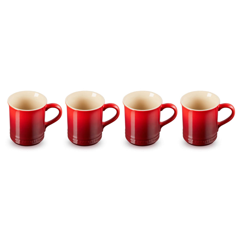 Le Creuset Seattle 400ml Stoneware 4-Piece Mug Set - Cerise