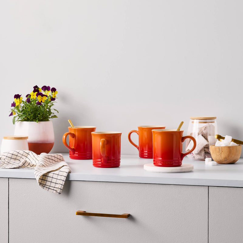 Le Creuset Seattle 400ml Stoneware 4-Piece Mug Set - Volcanic