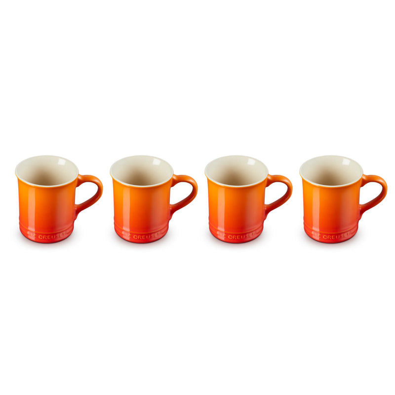 Le Creuset Seattle 400ml Stoneware 4-Piece Mug Set - Volcanic