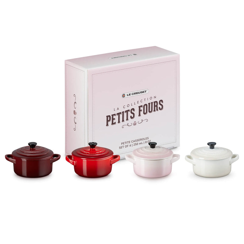 Le Creuset Petits Fours Set of 4 Stoneware Petite Round Casseroles