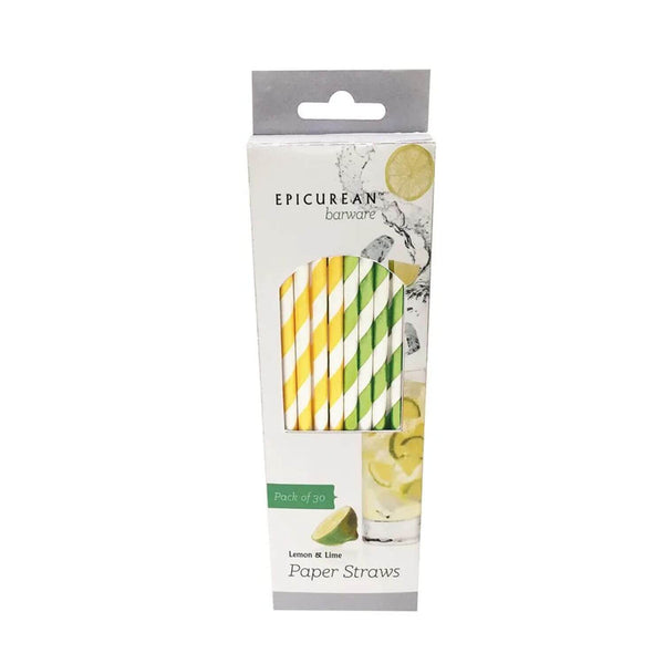 Epicurean Lemon & Lime Eco-Friendly Paper Straws - Pack of 30