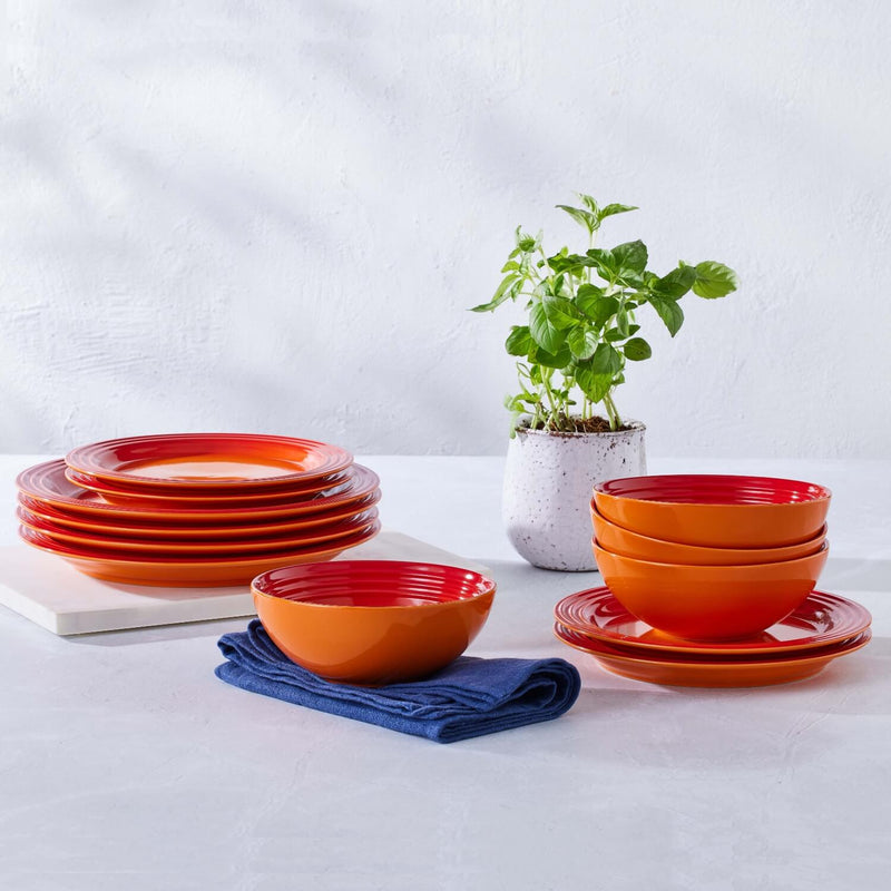 Le Creuset Stoneware 12-Piece Dinnerware Set - Volcanic