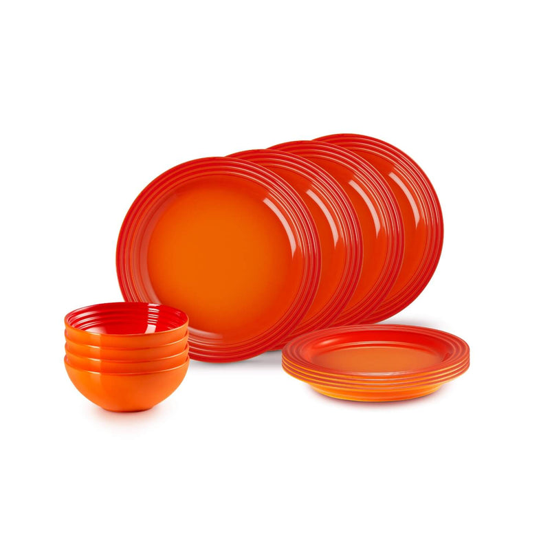 Le Creuset Stoneware 12-Piece Dinnerware Set - Volcanic