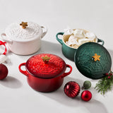 Le Creuset Stoneware Holly Petite Round Casserole - Cerise