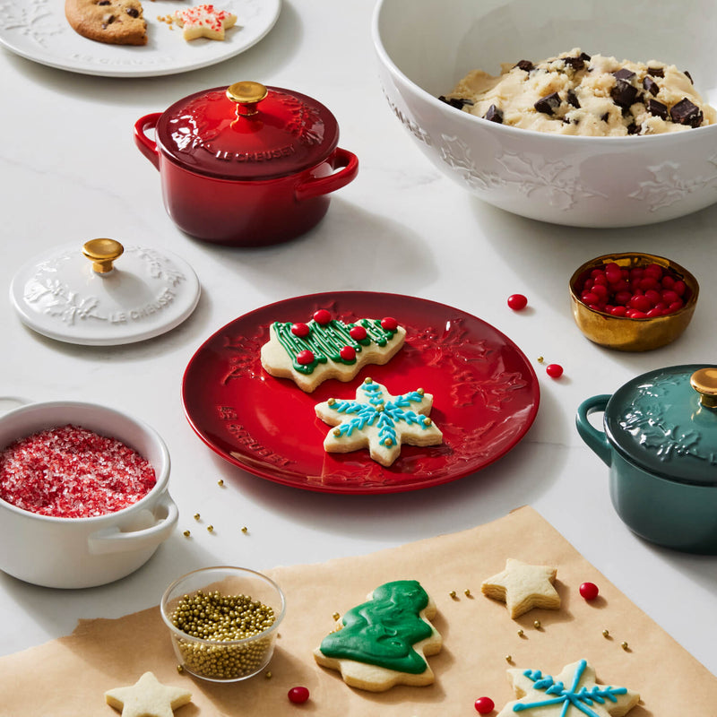 Le Creuset Stoneware Holly Petite Round Casserole - Cerise