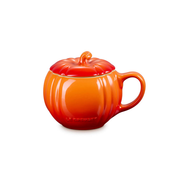 Le Creuset Halloween Stoneware 400ml Pumpkin Mug with Lid - Volcanic