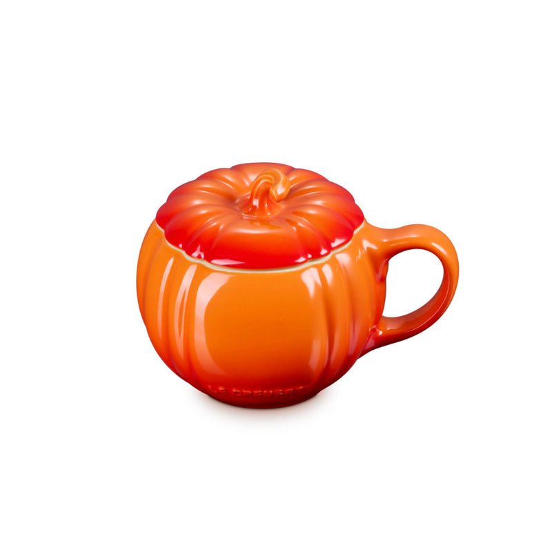 Le Creuset Halloween Stoneware 400ml Pumpkin Mug with Lid - Volcanic
