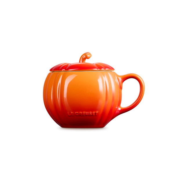 Le Creuset Halloween Stoneware 400ml Pumpkin Mug with Lid - Volcanic
