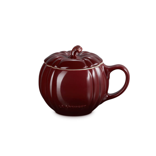 Le Creuset Halloween Stoneware 400ml Pumpkin Mug with Lid - Garnet