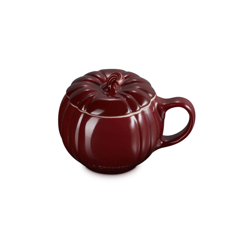 Le Creuset Halloween Stoneware 400ml Pumpkin Mug with Lid - Garnet