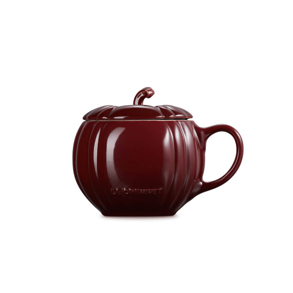 Le Creuset Halloween Stoneware 400ml Pumpkin Mug with Lid - Garnet