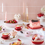 Le Creuset Stoneware Petite Round Casserole with Heart Gold Knob - Peche