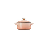 Le Creuset Stoneware Petite Round Casserole with Heart Gold Knob - Peche